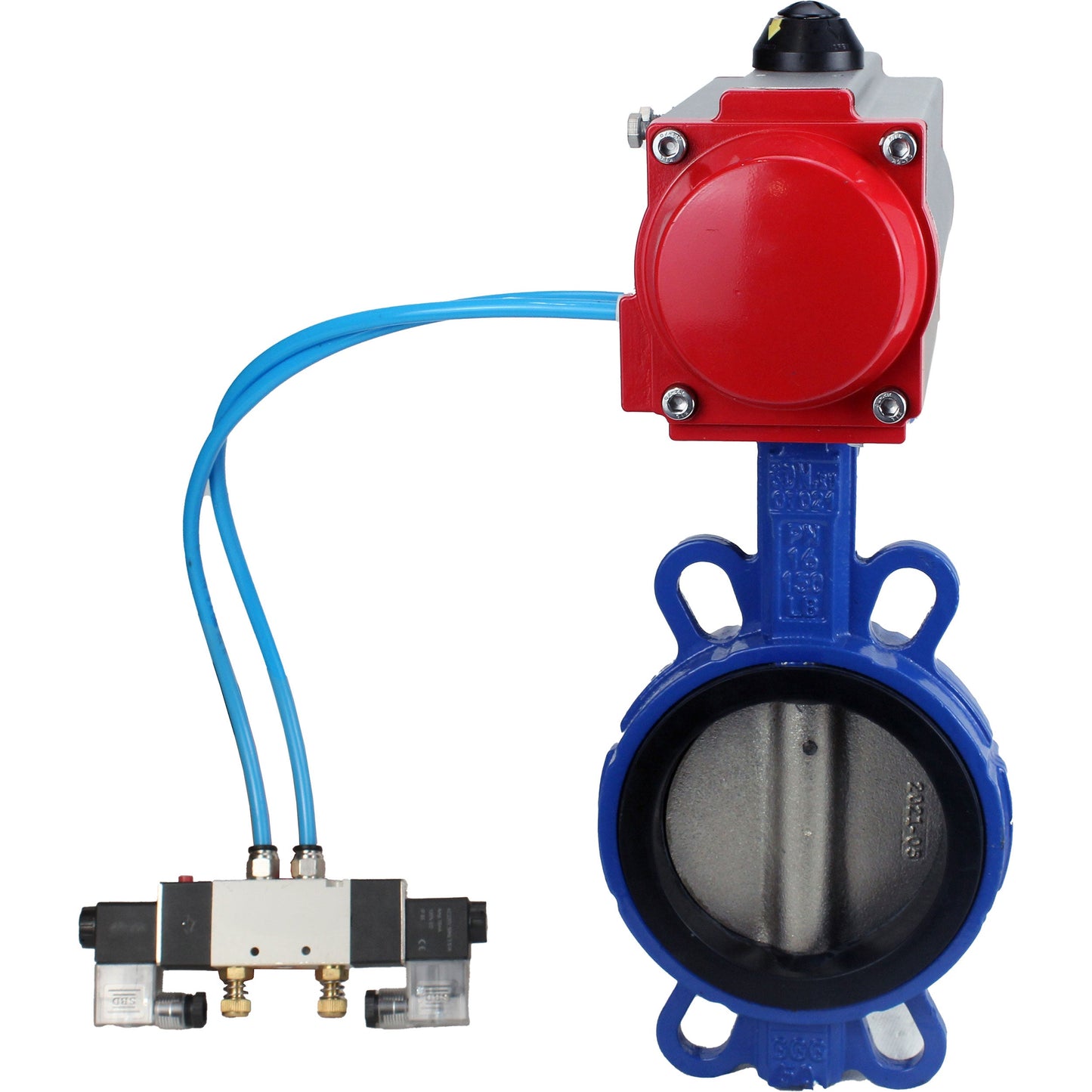 Water Butterfly Valve DNOVA WBV1413E-2W-Fb-H, body material - cast iron GGG50, disk material - cast iron GGG40, seal - EPDM, with pneumatic actuator with return springs PA-SA, 4V320-08 220V