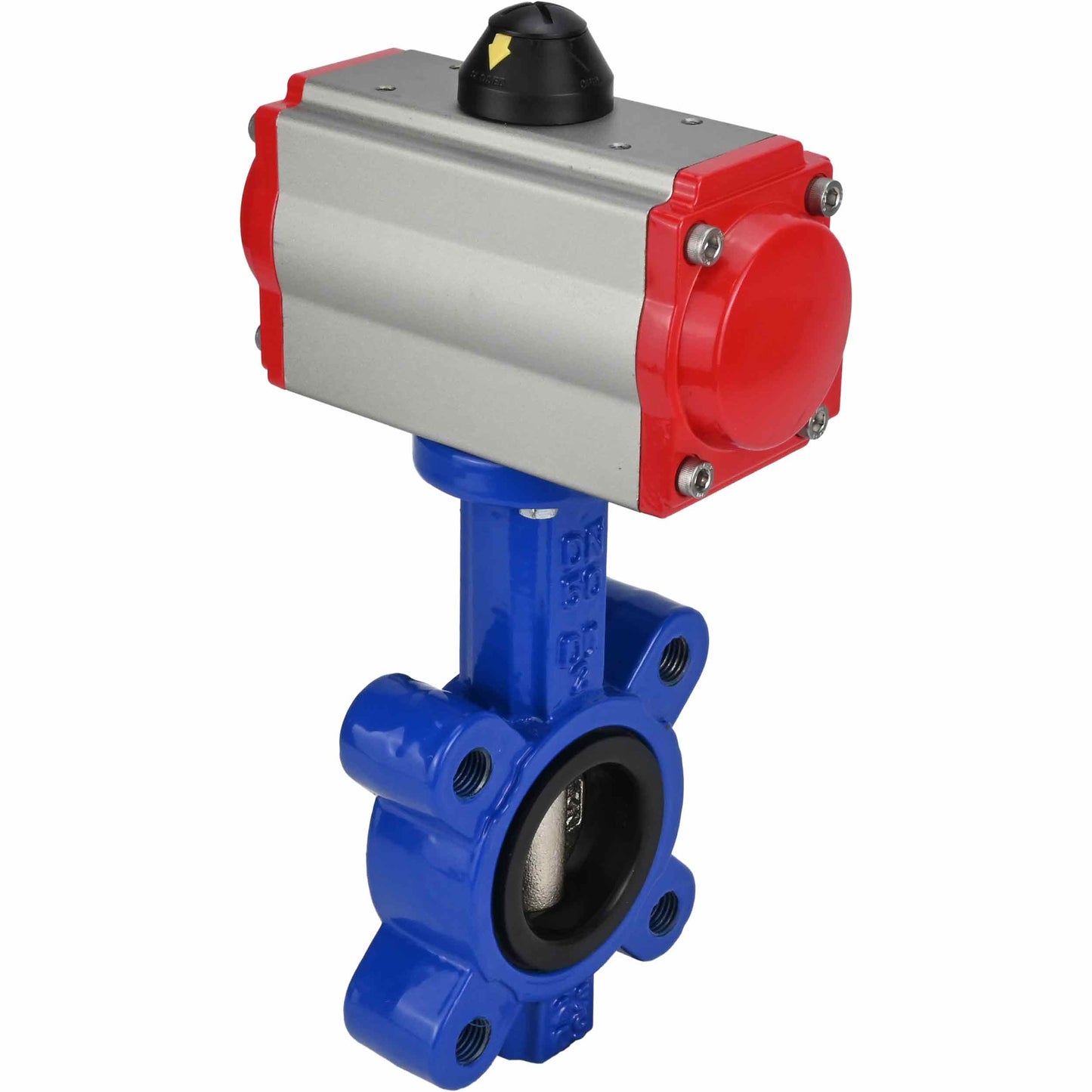 Válvula de mariposa de agua DNOVA WBV1616N-2W-Fb-H, material del cuerpo: fundición gris QT450, material del disco: fundición gris QT450, sello: NBR, actuador neumático PA-SA con resortes de retorno, 4M310-08 220V