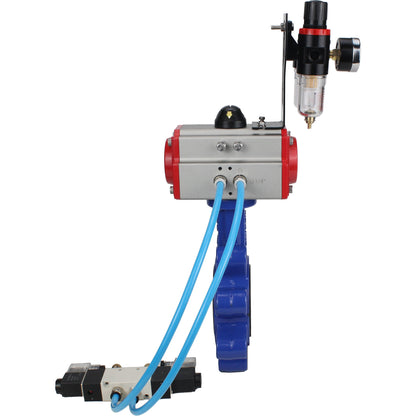 صمام فراشة الماء DNOVA WBV1616N-2W-Fb-H، مادة الهيكل: حديد زهر QT450، مادة القرص: حديد زهر QT450، الختم: NBR، مشغل هوائي PA-SA مع نوابض رجوع، 4V320-08، 220 فولت، ATU AFC2000