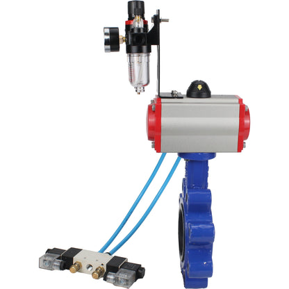 صمام فراشة الماء DNOVA WBV1616N-2W-Fb-H، مادة الهيكل: حديد زهر QT450، مادة القرص: حديد زهر QT450، الختم: NBR، مشغل هوائي PA-SA مع نوابض رجوع، 4V320-08، 220 فولت، ATU AFC2000