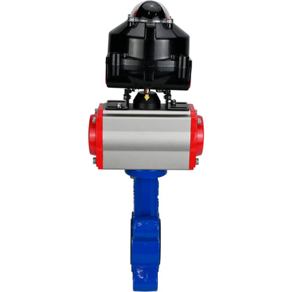 Válvula de mariposa de agua DNOVA WBV1616E-2W-Fb-H, material del cuerpo: hierro fundido QT450, material del disco: hierro fundido QT450, sello: EPDM, actuador neumático PA-SA con resortes de retorno, LSU APL-510N EX