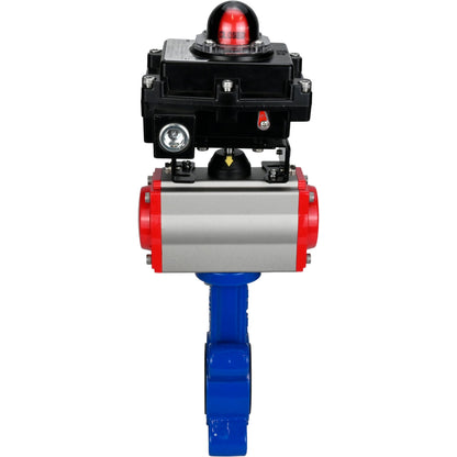Válvula de mariposa de agua DNOVA WBV1616N-2W-Fb-H, material del cuerpo: hierro fundido QT450, material del disco: hierro fundido QT450, sello: NBR, actuador neumático PA-SA con resortes de retorno, LSU APL-410N EX