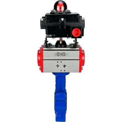 Válvula de mariposa de agua DNOVA WBV1616E-2W-Fb-H, material del cuerpo: hierro fundido QT450, material del disco: hierro fundido QT450, sello: EPDM, actuador neumático PA-SA con resortes de retorno, LSU APL-410N EX