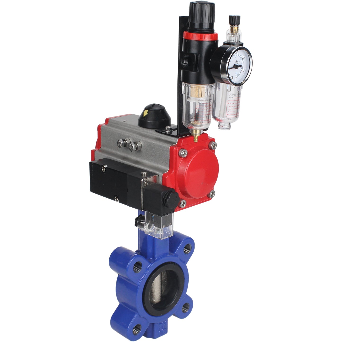 Válvula de mariposa de agua DNOVA WBV1616N-2W-Fb-H, material del cuerpo: fundición gris QT450, material del disco: fundición gris QT450, sello: NBR, actuador neumático PA-SA con resortes de retorno, 4M310-08 220V ATU AFC2000