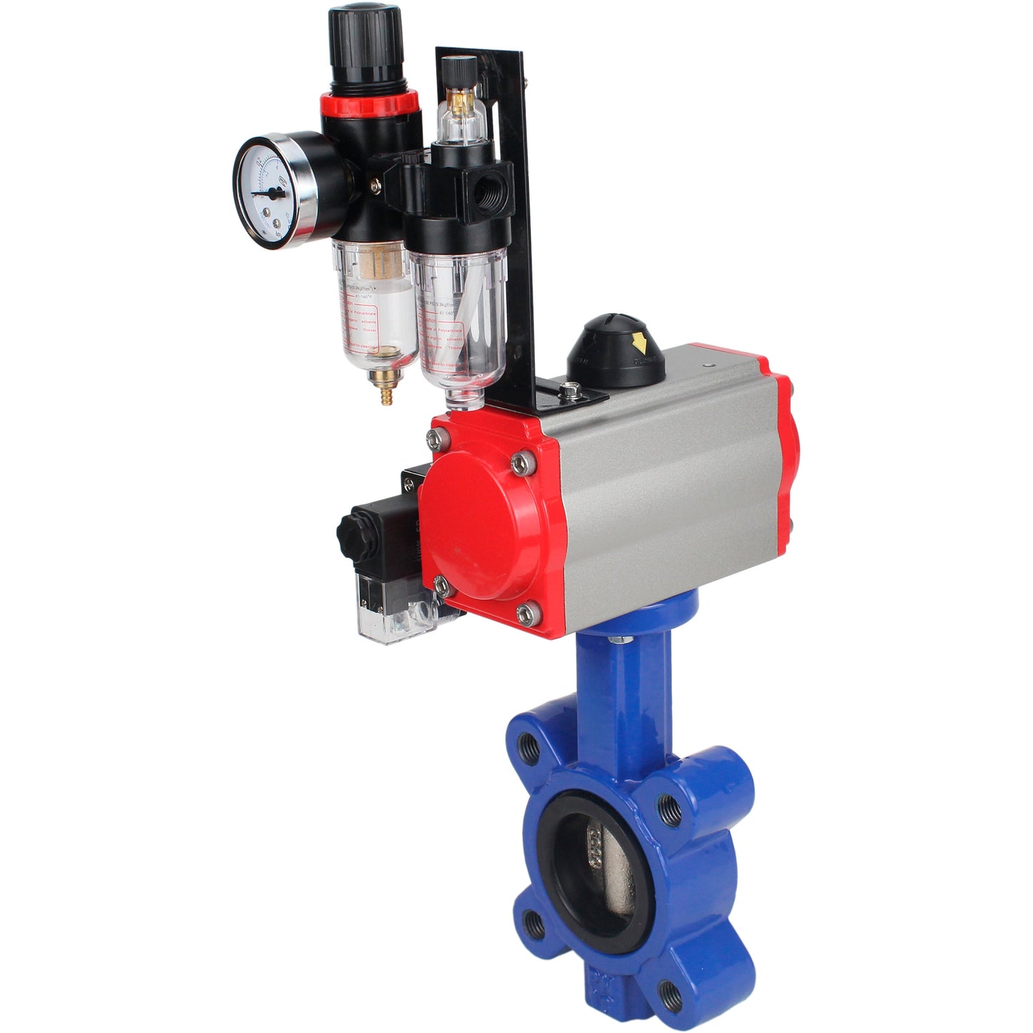 صمام فراشة الماء DNOVA WBV1616E-2W-Fb-H، مادة الهيكل: حديد زهر QT450، مادة القرص: حديد زهر QT450، الختم: EPDM، مشغل هوائي PA-SA مع نوابض رجوع، 4M310-08 24 فولت ATU AFC2000