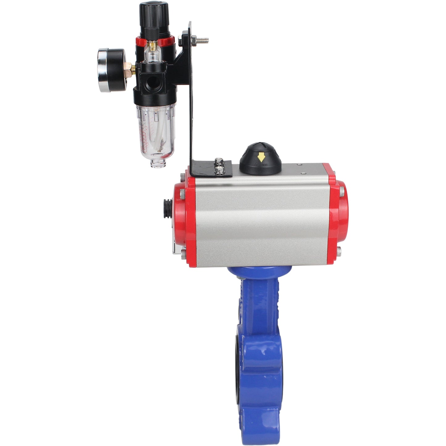 صمام فراشة الماء DNOVA WBV1616E-2W-Fb-H، مادة الهيكل: حديد زهر QT450، مادة القرص: حديد زهر QT450، الختم: EPDM، مشغل هوائي PA-SA مع نوابض رجوع، 4M310-08 24 فولت ATU AFC2000