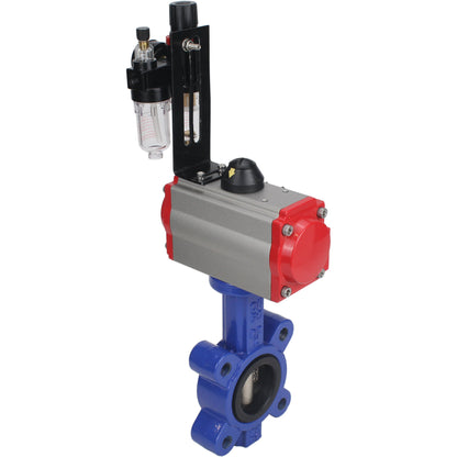 صمام فراشة الماء DNOVA WBV1616E-2W-Fb-H، مادة الهيكل: حديد زهر QT450، مادة القرص: حديد زهر QT450، الختم: EPDM، مشغل هوائي PA-SA مع نوابض رجوع، 4M310-08 24 فولت ATU AFC2000