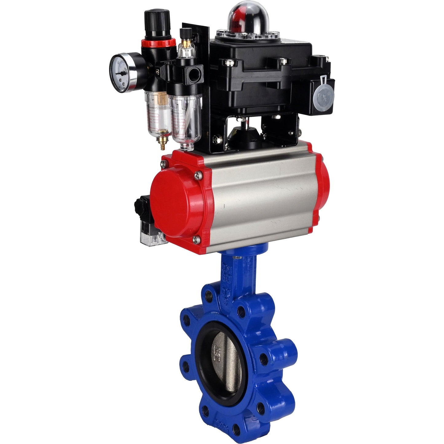 صمام فراشة الماء DNOVA WBV1616E-2W-Fb-H، مادة الهيكل: حديد زهر QT450، مادة القرص: حديد زهر QT450، الختم: EPDM، مشغل هوائي PA-SA مع نوابض رجوع، 4M310-08 24 فولت، وحدة تحكم APL-410N EX، وحدة تحكم AFC2000