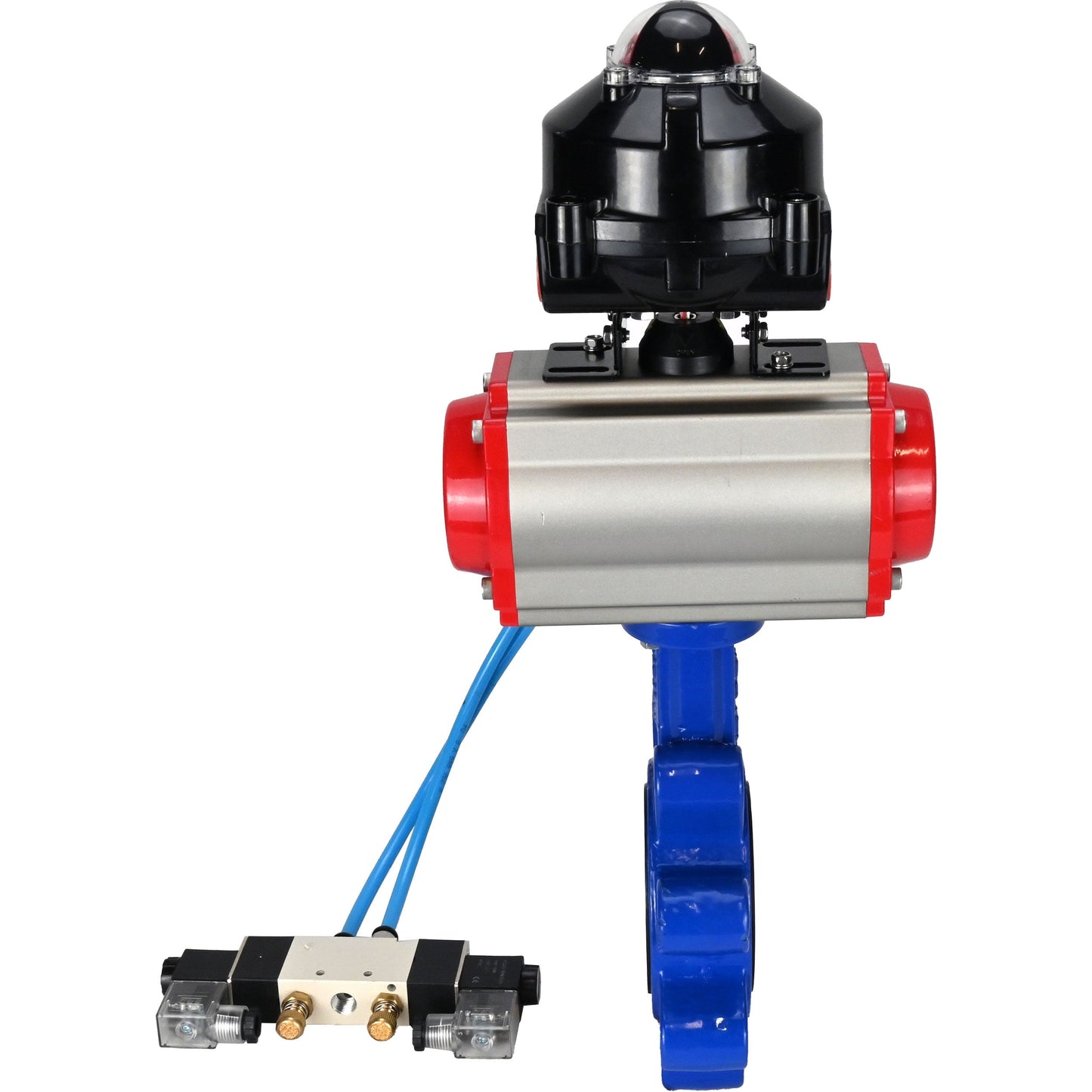 صمام فراشة الماء DNOVA WBV1616E-2W-Fb-H، مادة الهيكل - حديد زهر QT450، مادة القرص - حديد زهر QT450، الختم - EPDM، مشغل هوائي PA-SA مع نوابض رجوع، 4V320-08 220 فولت، LSU APL-510N EX