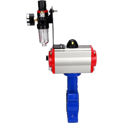 Válvula de mariposa de agua DNOVA WBV1631N-2W-Fb-H, material del cuerpo: fundición gris QT450, material del disco: acero inoxidable AISI 304, junta: NBR, actuador neumático PA-SA con resortes de retorno, 4M310-08 24V ATU AFC2000