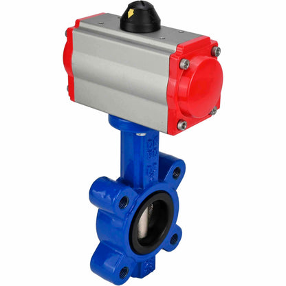 Válvula de mariposa de agua DNOVA WBV1631N-2W-Fb-H, material del cuerpo: fundición gris QT450, material del disco: acero inoxidable AISI 304, junta: NBR, actuador neumático PA-SA con resortes de retorno, 4M310-08 24V