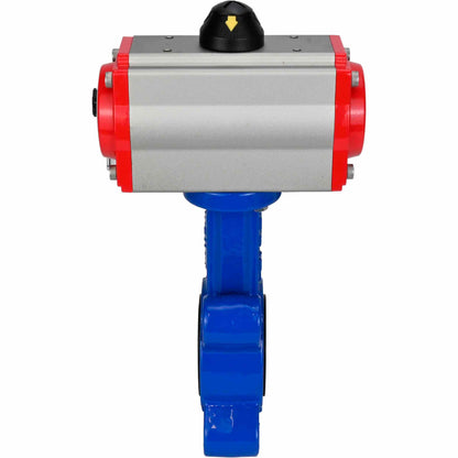 Válvula de mariposa de agua DNOVA WBV1631E-2W-Fb-H, material del cuerpo: fundición gris QT450, material del disco: acero inoxidable AISI 304, junta: EPDM, actuador neumático PA-SA con muelles de retorno, 4M310-08 24V
