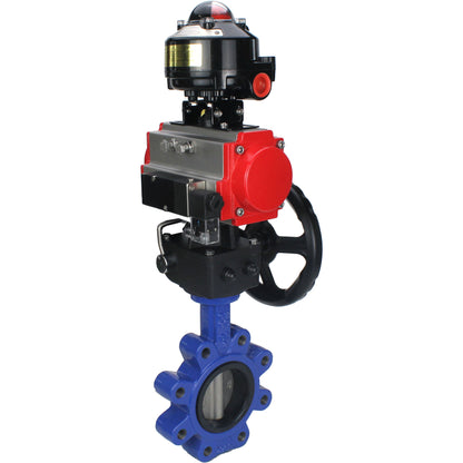 صمام فراشة الماء DNOVA WBV1631E-2W-Fb-H، مادة الهيكل - حديد زهر QT450، مادة القرص - فولاذ مقاوم للصدأ AISI 304، مانع التسرب - EPDM، مشغل هوائي PA-DA مزدوج الحركة، 4M310-08 24 فولت، LSU APL-510N EX، عجلة يدوية MON