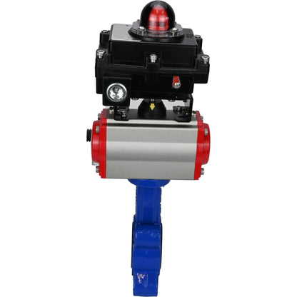 Válvula de mariposa de agua DNOVA WBV1631E-2W-Fb-H, material del cuerpo - fundición QT450, material del disco - acero inoxidable AISI 304, sello - EPDM, actuador neumático PA-DA doble acción, 4M310-08 220V, LSU APL-410N EX