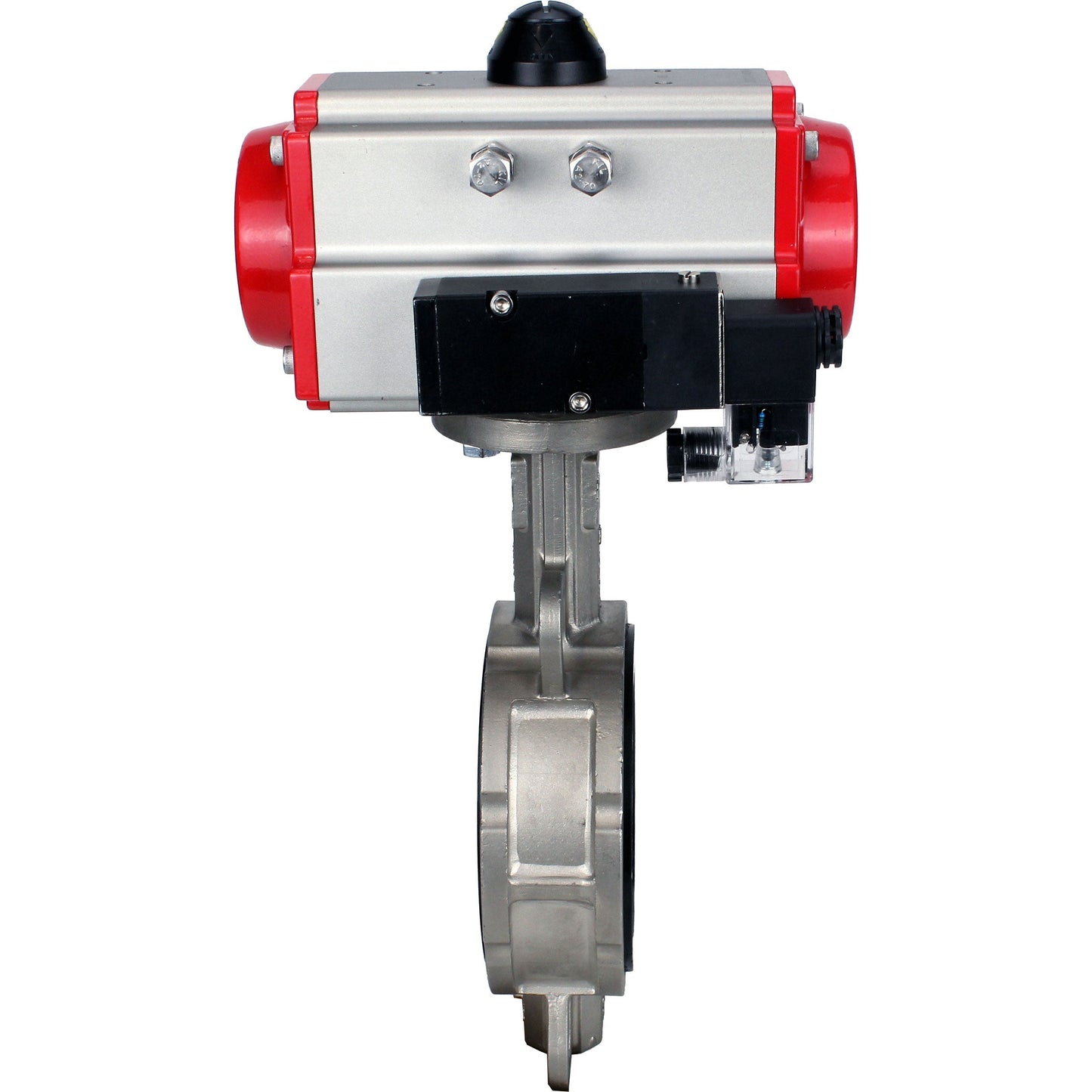 Válvula de mariposa de agua DNOVA WBV3131E-2W-Fb-H, material del cuerpo - Acero inoxidable AISI 304, material del disco - Acero inoxidable AISI 304, junta - EPDM, actuador neumático PA-DA doble acción, 4M310-08 24V