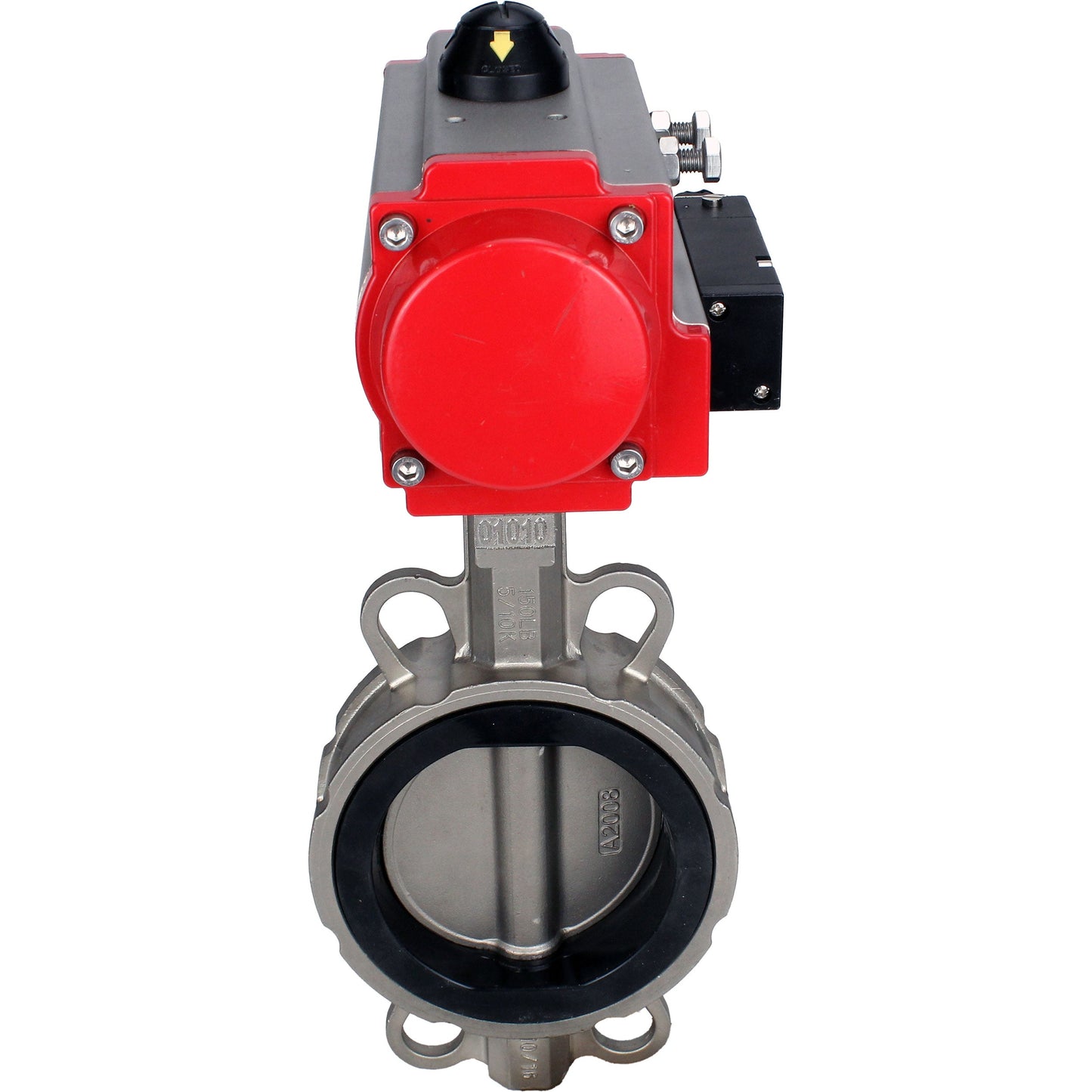 Válvula de mariposa de agua DNOVA WBV3131E-2W-Fb-H, material del cuerpo - Acero inoxidable AISI 304, material del disco - Acero inoxidable AISI 304, junta - EPDM, actuador neumático PA-DA doble acción, 4M310-08 24V