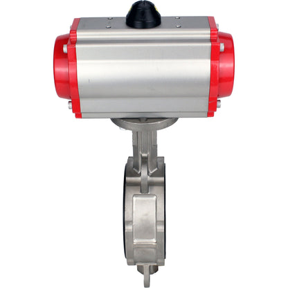 Válvula de mariposa de agua DNOVA WBV3131E-2W-Fb-H, material del cuerpo: acero inoxidable AISI 304, material del disco: acero inoxidable AISI 304, junta: EPDM, actuador neumático PA-SA con resortes de retorno, 4M310-08 220V