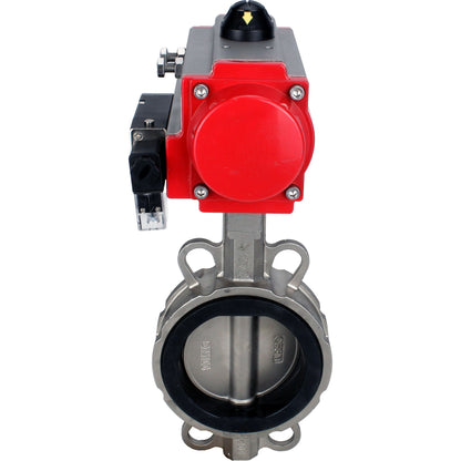 Válvula de mariposa de agua DNOVA WBV3131E-2W-Fb-H, material del cuerpo - Acero inoxidable AISI 304, material del disco - Acero inoxidable AISI 304, sello - EPDM, actuador neumático PA-DA doble acción, 4M310-08 220V