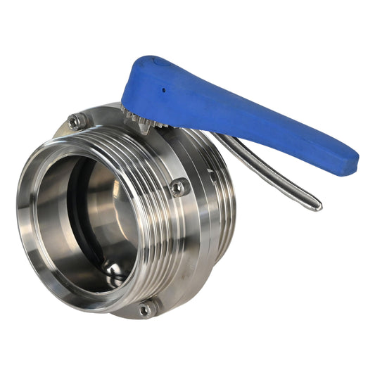 Válvula de mariposa de agua DNOVA WBV3131E-2W-TH, material del cuerpo - acero inoxidable 304 de grado alimenticio, material del disco - acero inoxidable AISI 304, sello - EPDM, roscado, con manija