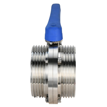 Válvula de mariposa de agua DNOVA WBV3131E-2W-TH, material del cuerpo - acero inoxidable 304 de grado alimenticio, material del disco - acero inoxidable AISI 304, sello - EPDM, roscado, con manija