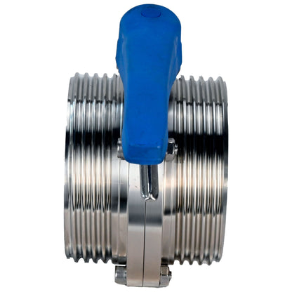 Válvula de mariposa de agua DNOVA WBV3131E-2W-TH, material del cuerpo - acero inoxidable 304 de grado alimenticio, material del disco - acero inoxidable AISI 304, sello - EPDM, roscado, con manija