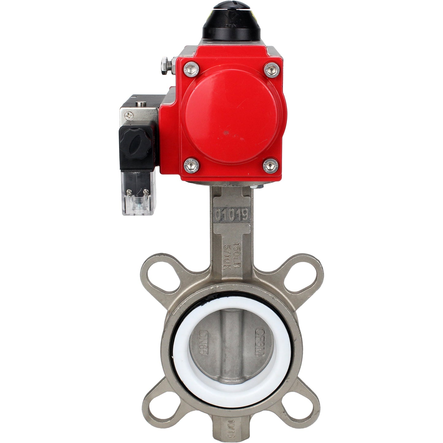 Water Butterfly Valve DNOVA WBV3131P-2W-Fb-H, body material - Stainless steel AISI 304, disk material - Stainless steel AISI 304, seal - PTFE, pneumatic actuator PA-DA double action,4M310-08 NAMUR 24V