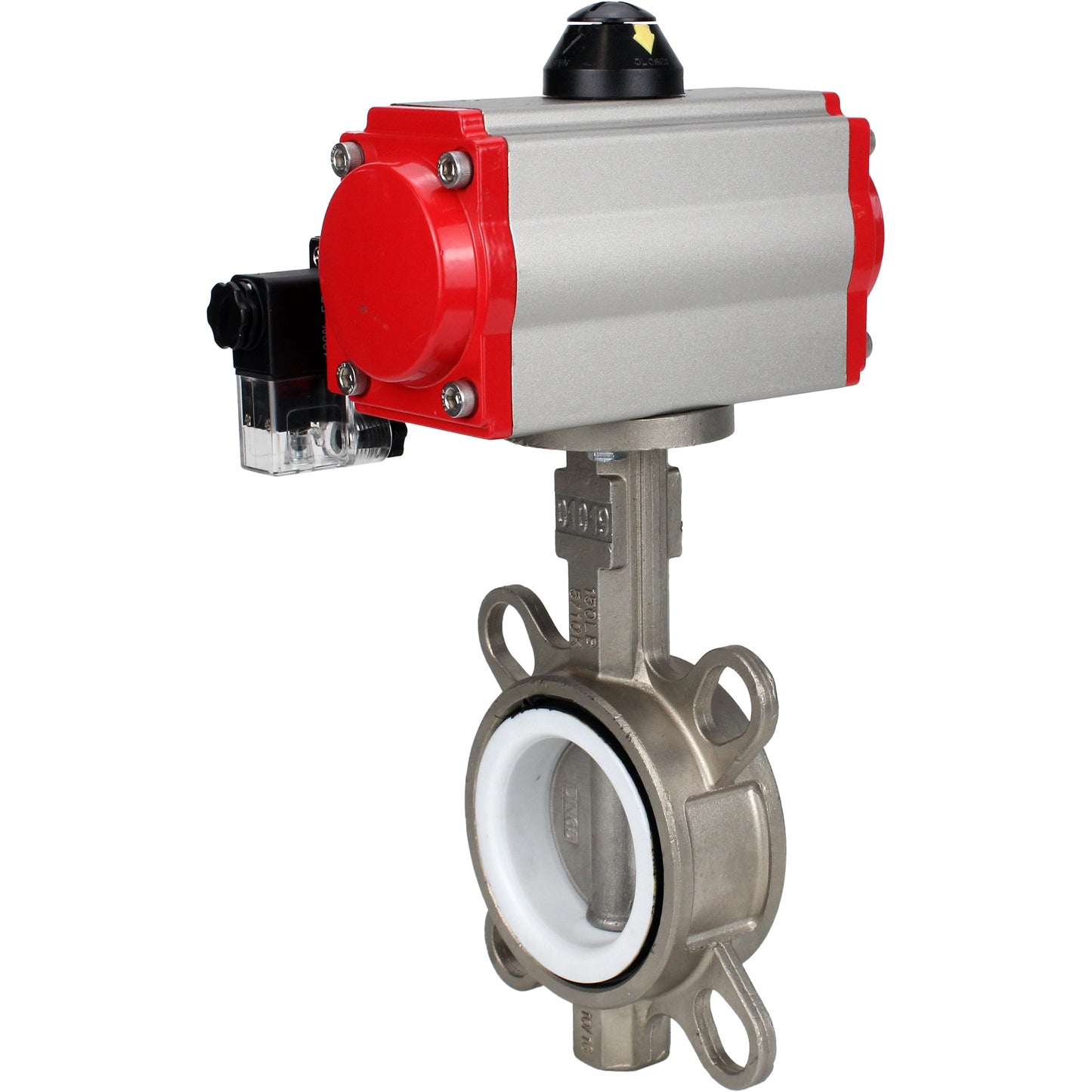 Water Butterfly Valve DNOVA WBV3131P-2W-Fb-H, body material - Stainless steel AISI 304, disk material - Stainless steel AISI 304, seal - PTFE, pneumatic actuator PA-SA with return springs,4M310-08 NAMUR 220V