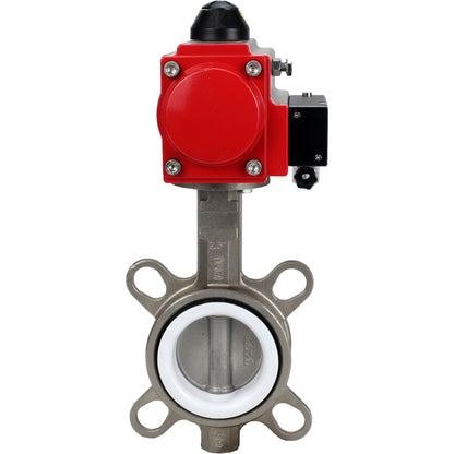 Water Butterfly Valve DNOVA WBV3131P-2W-Fb-H, body material - Stainless steel AISI 304, disk material - Stainless steel AISI 304, seal - PTFE, pneumatic actuator PA-DA double action,4M310-08 NAMUR 24V