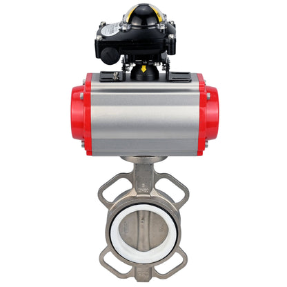 Water Butterfly Valve DNOVA 316l-316l-ptfe-sa-4m310-110/220-apl210n, body material - stainless steel AISI 316L, disk material - stainless steel AISI 316L, seal - PTFE, pneumatic actuator operated