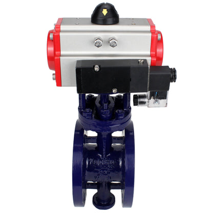 Water Butterfly Valve DNOVA WBV3EX-3432M-1W-F-ISO, body material - Carbon steel, disk material - Stainless steel AISI 316, seal - Metal, pneumatic actuator PA-SA with return springs, 4M310-08 220V
