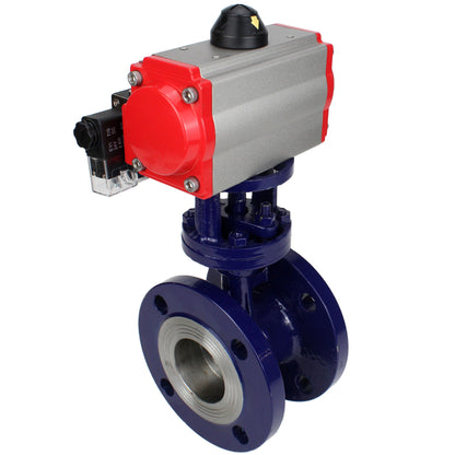 Water Butterfly Valve DNOVA WBV3EX-3432M-1W-F-ISO, body material - Carbon steel, disk material - Stainless steel AISI 316, seal - Metal, pneumatic actuator PA-SA with return springs, 4M310-08 220V
