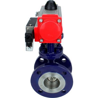 Water Butterfly Valve DNOVA WBV3EX-3432M-1W-F-ISO, body material - Carbon steel, disk material - Stainless steel AISI 316, seal - Metal, pneumatic actuator PA-SA with return springs, 4M310-08 220V