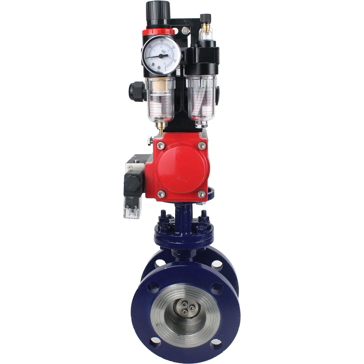 Water Butterfly Valve DNOVA WBV3EX-3432M-1W-F-ISO, body material - Carbon steel, disk material - Stainless steel AISI 316, seal - Metal, pneumatic actuator PA-SA with return springs, 4M310-08 220V, LSU APL-210N ATU AFC2000