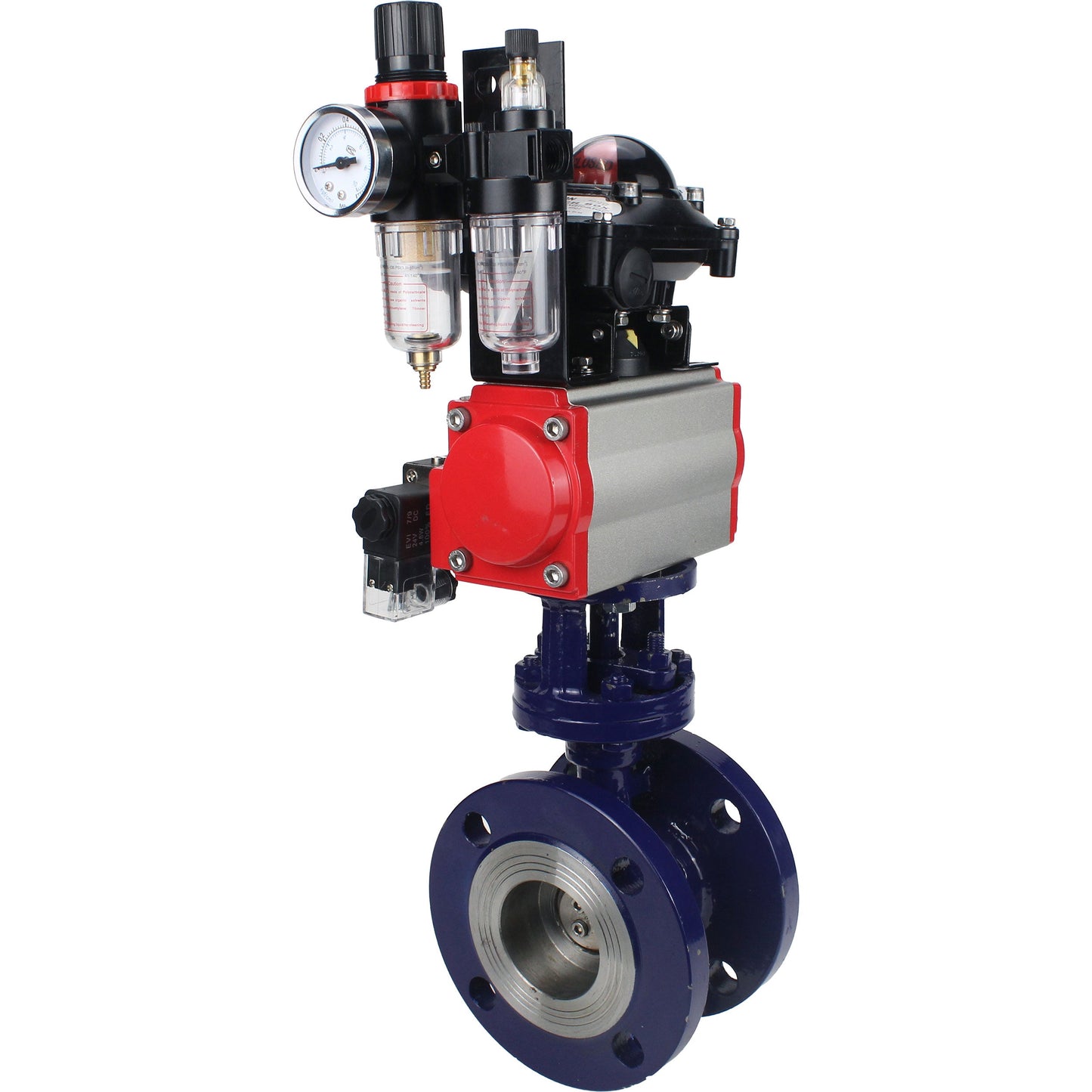 Water Butterfly Valve DNOVA WBV3EX-3432M-1W-F-ISO, body material - Carbon steel, disk material - Stainless steel AISI 316, seal - Metal, pneumatic actuator PA-SA with return springs, 4M310-08 220V, LSU APL-210N ATU AFC2000