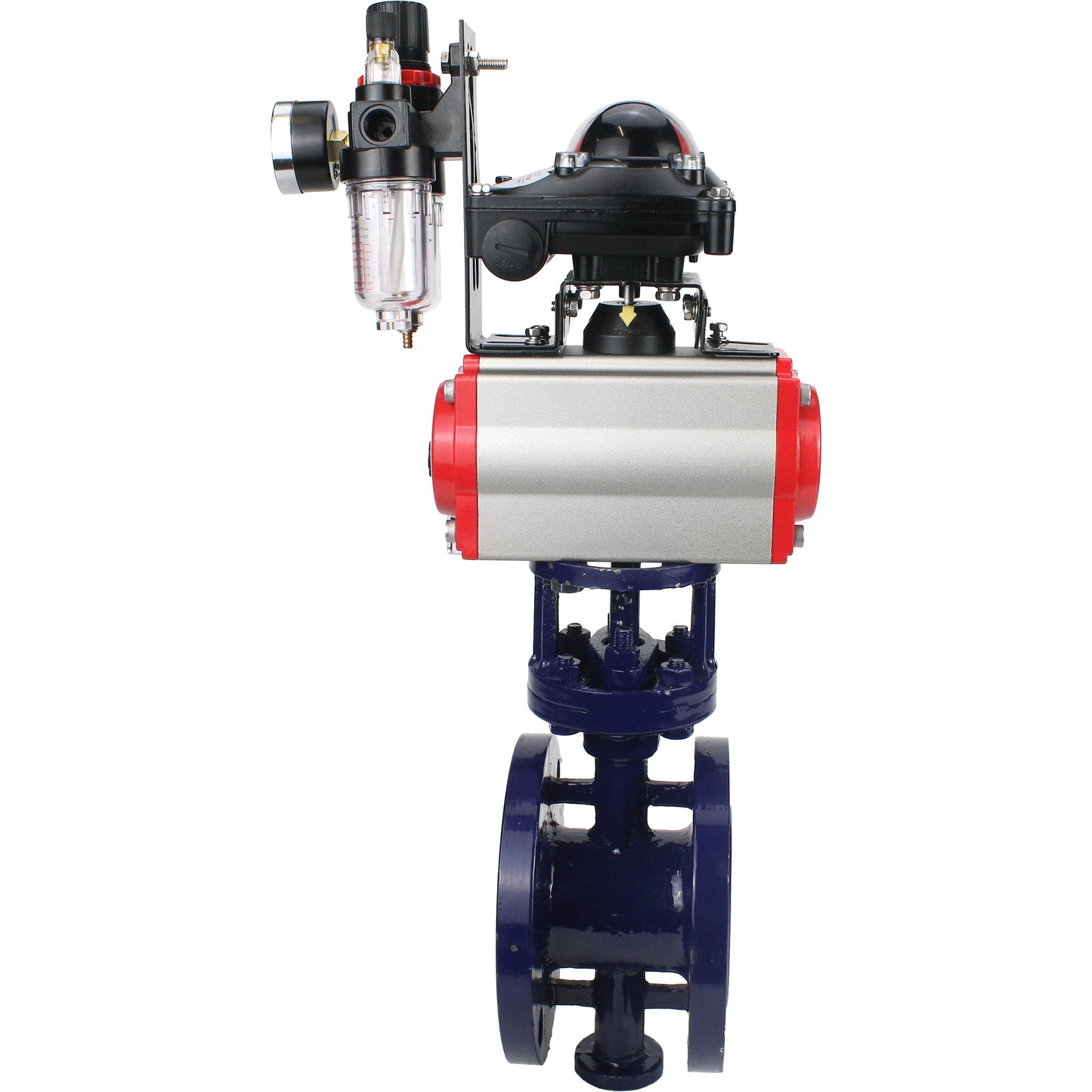 Water Butterfly Valve DNOVA WBV3EX-3432M-1W-F-ISO, body material - Carbon steel, disk material - Stainless steel AISI 316, seal - Metal, pneumatic actuator PA-SA with return springs, 4M310-08 220V, LSU APL-210N ATU AFC2000