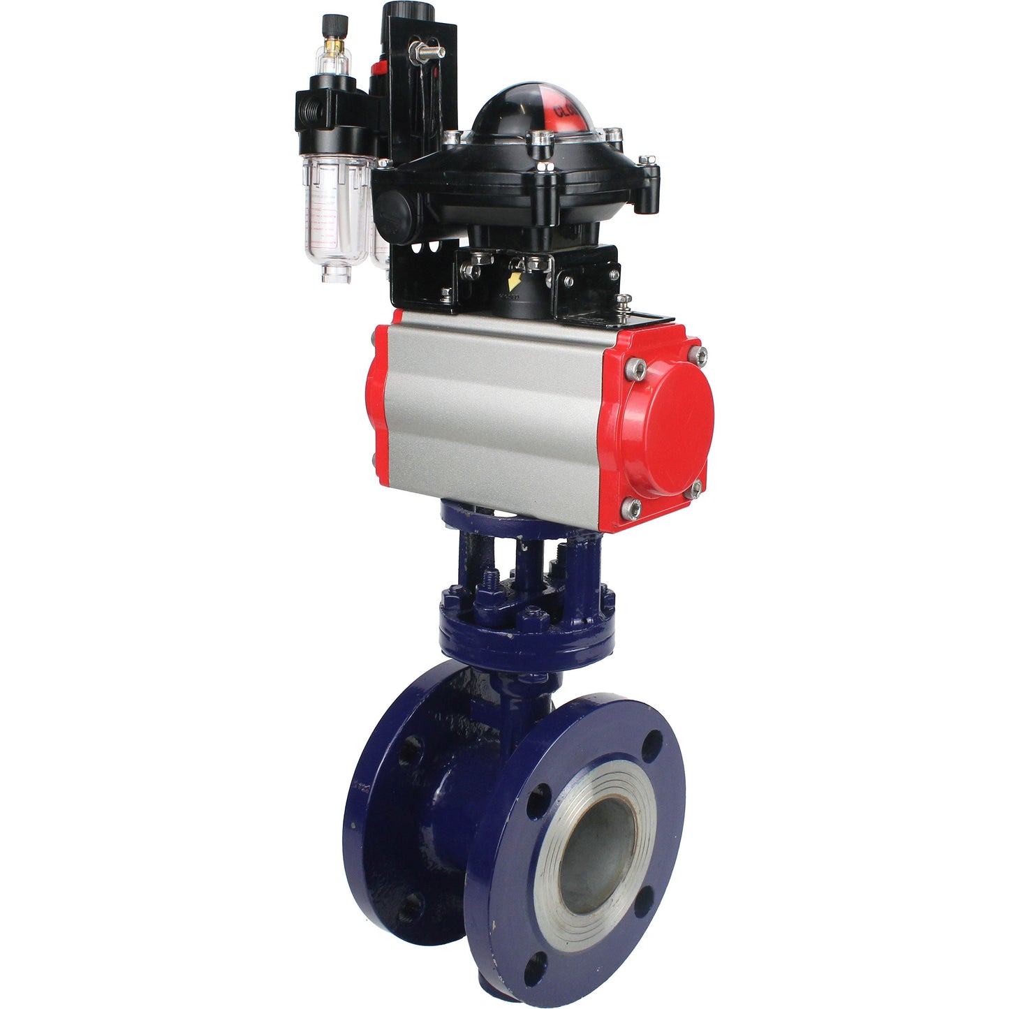 Water Butterfly Valve DNOVA WBV3EX-3432M-1W-F-ISO, body material - Carbon steel, disk material - Stainless steel AISI 316, seal - Metal, pneumatic actuator PA-SA with return springs, 4M310-08 220V, LSU APL-210N ATU AFC2000
