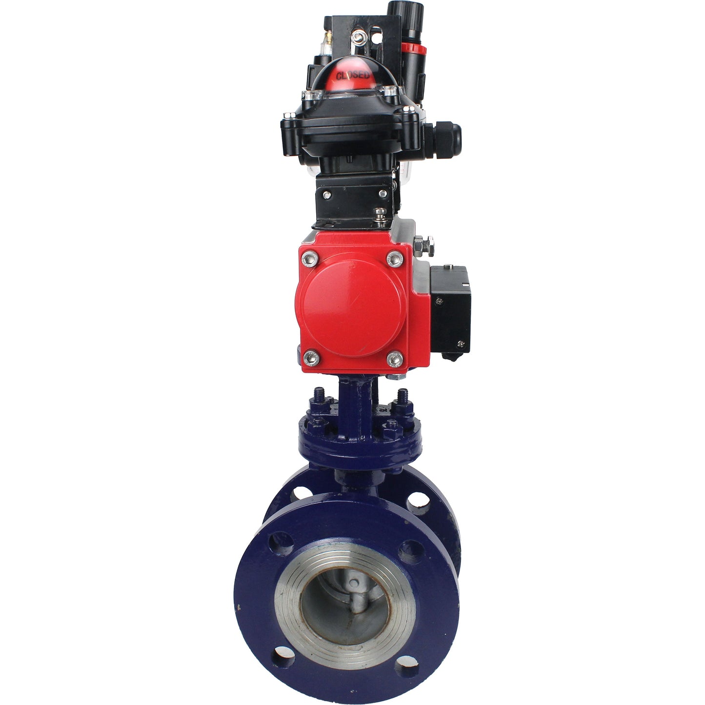 Water Butterfly Valve DNOVA WBV3EX-3432M-1W-F-ISO, body material - Carbon steel, disk material - Stainless steel AISI 316, seal - Metal, pneumatic actuator PA-SA with return springs, 4M310-08 220V, LSU APL-210N ATU AFC2000