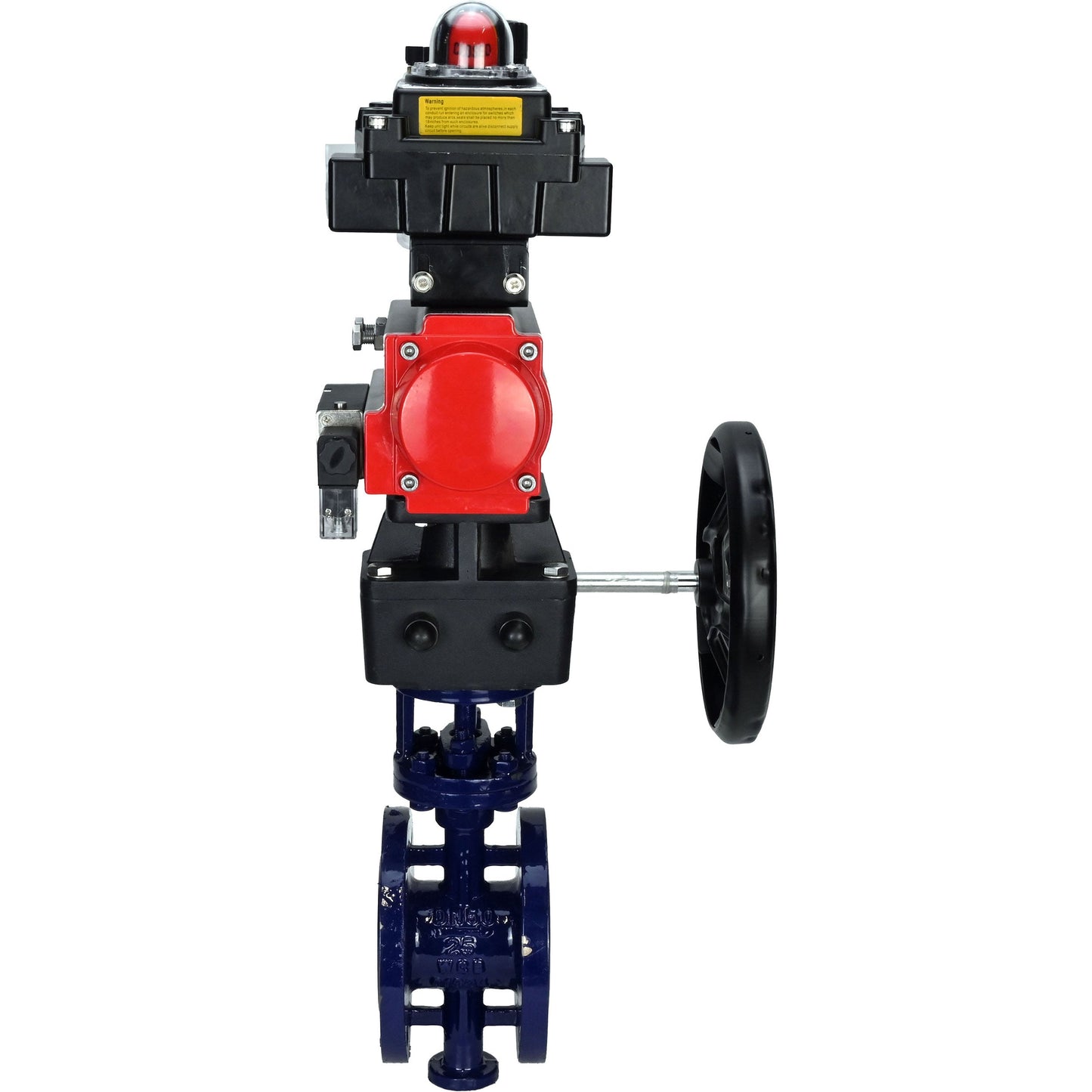 Water Butterfly Valve DNOVA WBV3EX-3432M-1W-F-ISO, body material - Carbon steel, disk material - Stainless steel AISI 316, seal - Metal, pneumatic actuator PA-DA double action, 4M310-08 24V, LSU APL-410N EX, handwheel MON, ATU AFC2000
