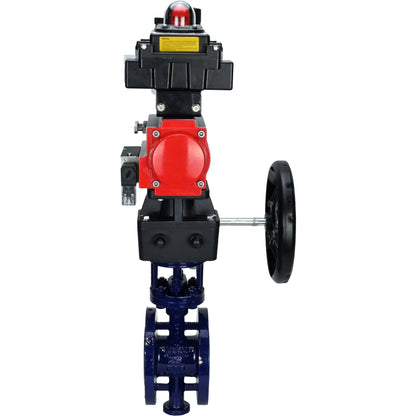 Water Butterfly Valve DNOVA WBV3EX-3432M-1W-F-ISO, body material - Carbon steel, disk material - Stainless steel AISI 316, seal - Metal, pneumatic actuator PA-DA double action, 4M310-08 24V, LSU APL-410N EX, handwheel MON, ATU AFC2000