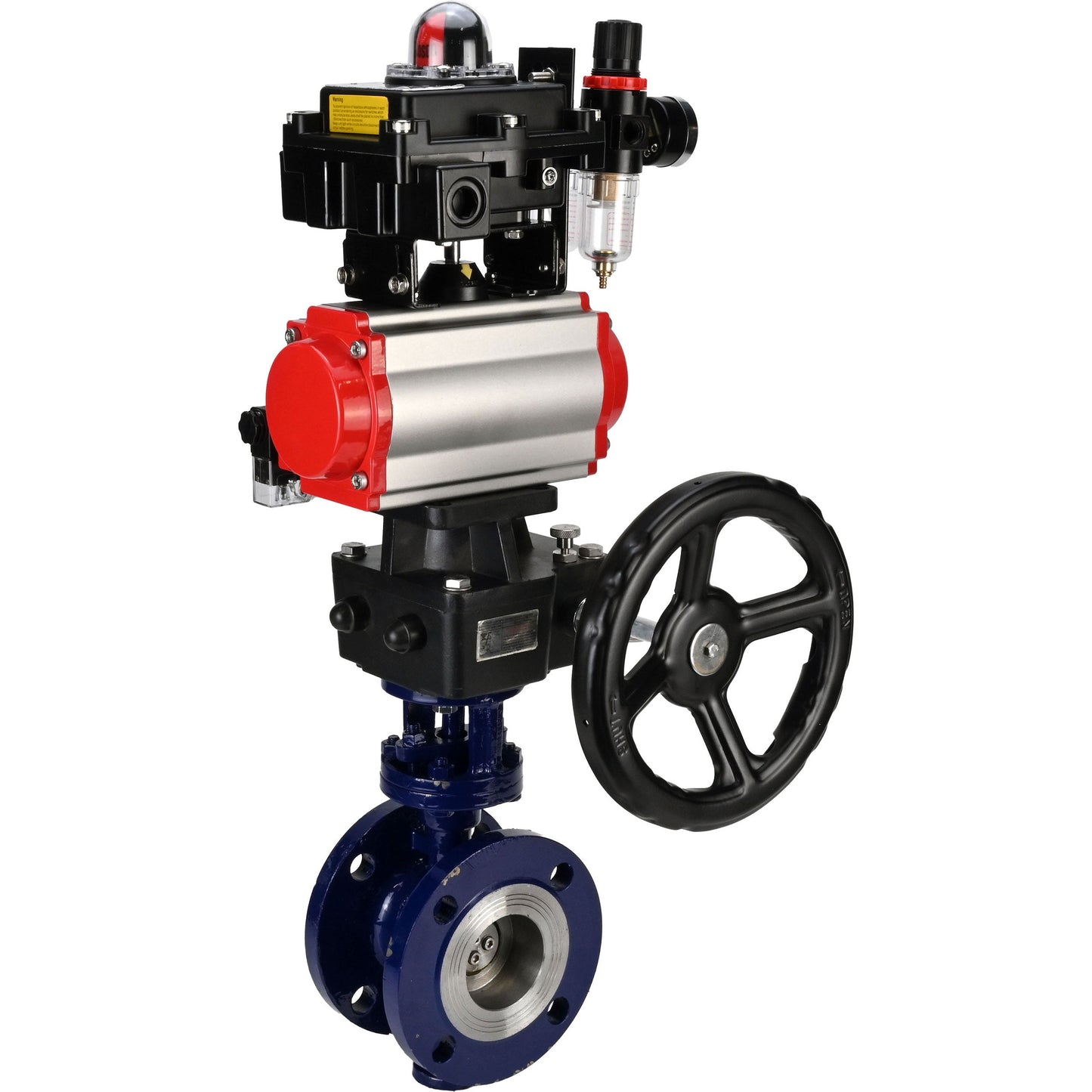 Water Butterfly Valve DNOVA WBV3EX-3432M-1W-F-ISO, body material - Carbon steel, disk material - Stainless steel AISI 316, seal - Metal, pneumatic actuator PA-DA double action, 4M310-08 24V, LSU APL-410N EX, handwheel MON, ATU AFC2000