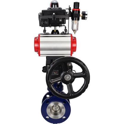 Water Butterfly Valve DNOVA WBV3EX-3432M-1W-F-ISO, body material - Carbon steel, disk material - Stainless steel AISI 316, seal - Metal, pneumatic actuator PA-DA double action, 4M310-08 24V, LSU APL-410N EX, handwheel MON, ATU AFC2000