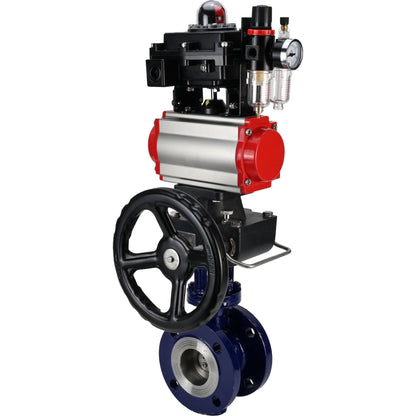 Water Butterfly Valve DNOVA WBV3EX-3432M-1W-F-ISO, body material - Carbon steel, disk material - Stainless steel AISI 316, seal - Metal, pneumatic actuator PA-DA double action, 4M310-08 24V, LSU APL-410N EX, handwheel MON, ATU AFC2000