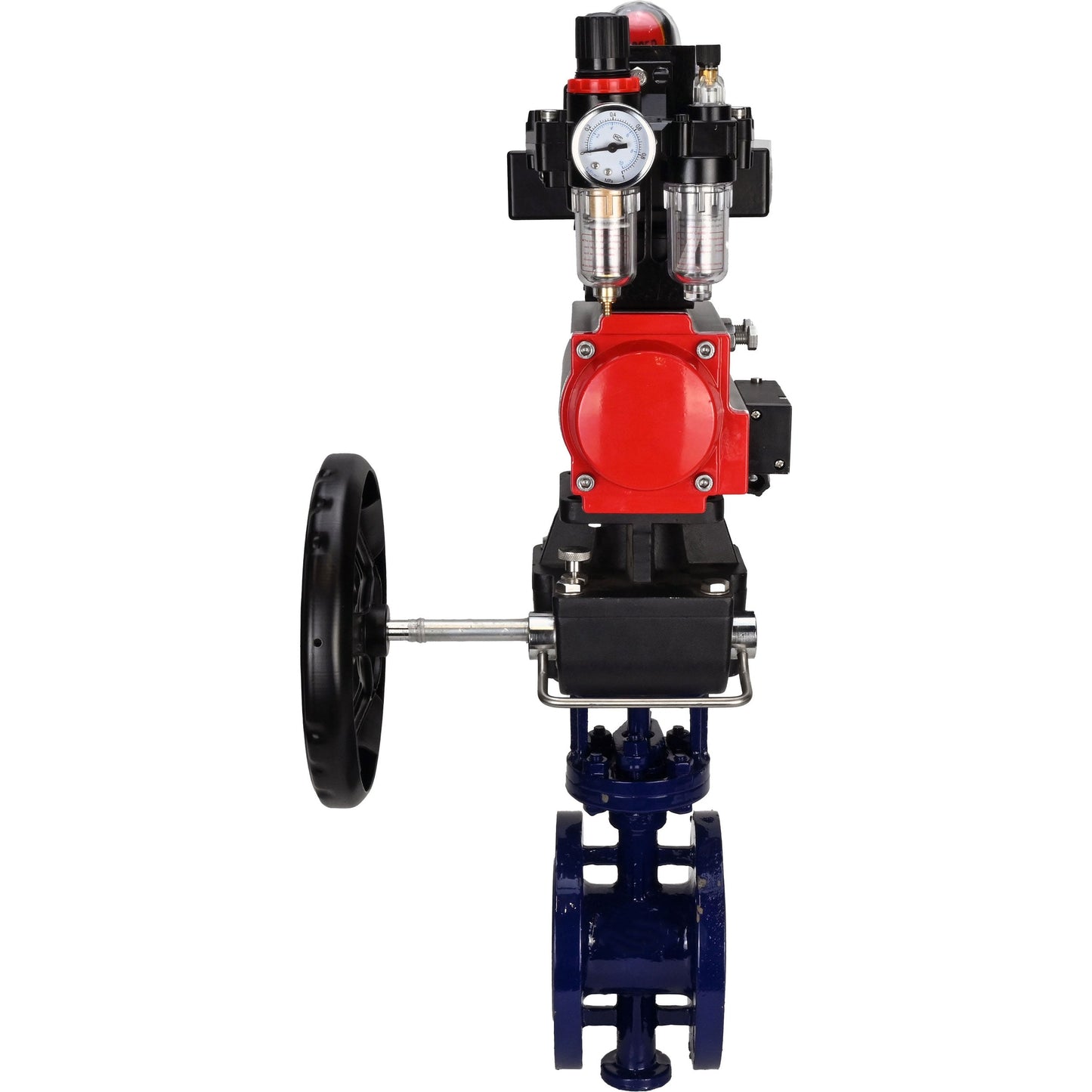 Water Butterfly Valve DNOVA WBV3EX-3432M-1W-F-ISO, body material - Carbon steel, disk material - Stainless steel AISI 316, seal - Metal, pneumatic actuator PA-DA double action, 4M310-08 24V, LSU APL-410N EX, handwheel MON, ATU AFC2000