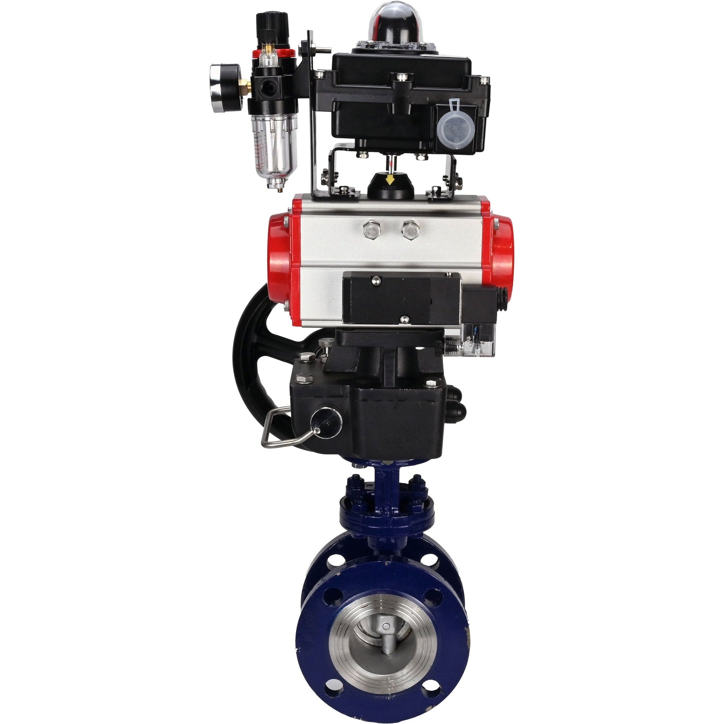 Water Butterfly Valve DNOVA WBV3EX-3432M-1W-F-ISO, body material - Carbon steel, disk material - Stainless steel AISI 316, seal - Metal, pneumatic actuator PA-DA double action, 4M310-08 24V, LSU APL-410N EX, handwheel MON, ATU AFC2000