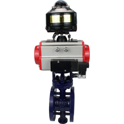 Water Butterfly Valve DNOVA WBV3EX-3432M-1W-F-ISO, body material - Carbon steel, disk material - Stainless steel AISI 316, seal - Metal, pneumatic actuator PA-SA with return springs, 4M310-08 220V, LSU APL-510N EX