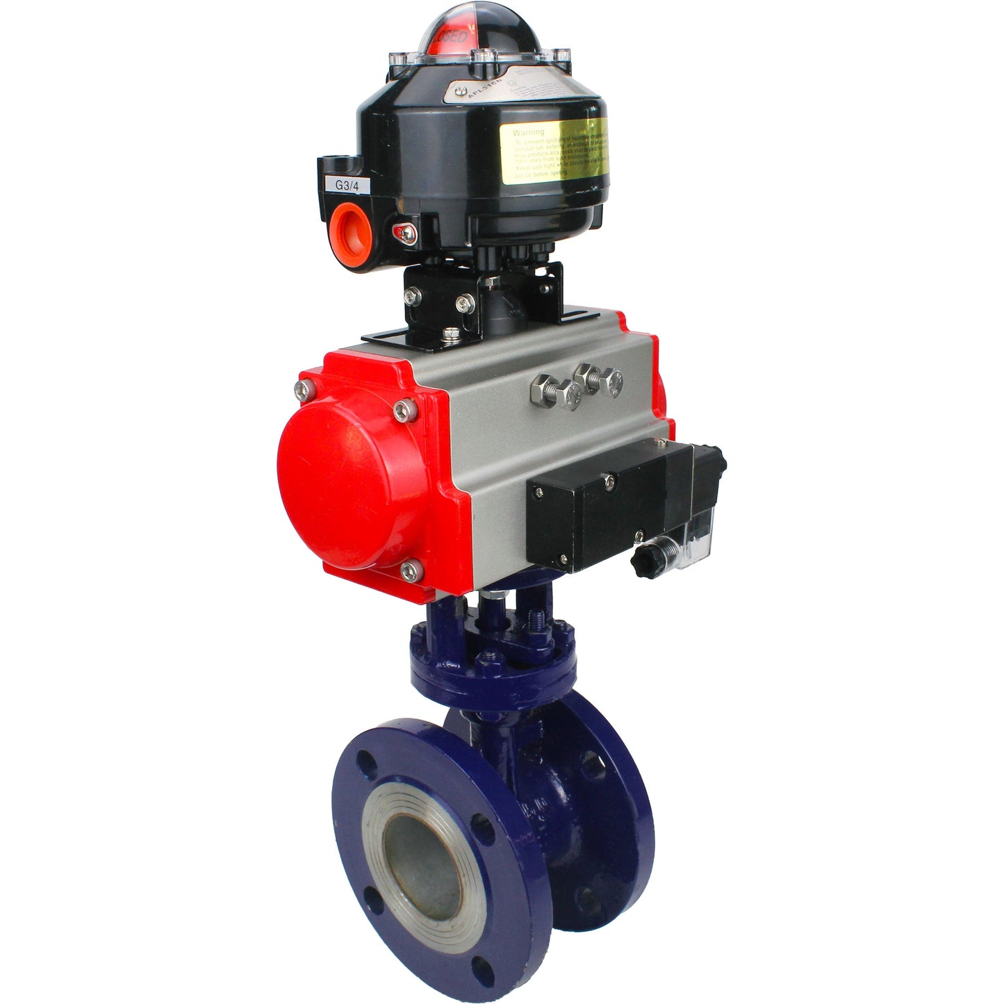 Water Butterfly Valve DNOVA WBV3EX-3432M-1W-F-ISO, body material - Carbon steel, disk material - Stainless steel AISI 316, seal - Metal, pneumatic actuator PA-SA with return springs, 4M310-08 24V, LSU APL-510N EX