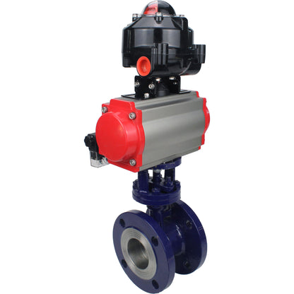 Water Butterfly Valve DNOVA WBV3EX-3432M-1W-F-ISO, body material - Carbon steel, disk material - Stainless steel AISI 316, seal - Metal, pneumatic actuator PA-SA with return springs, 4M310-08 220V, LSU APL-510N EX