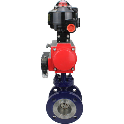 Water Butterfly Valve DNOVA WBV3EX-3432M-1W-F-ISO, body material - Carbon steel, disk material - Stainless steel AISI 316, seal - Metal, pneumatic actuator PA-SA with return springs, 4M310-08 220V, LSU APL-510N EX
