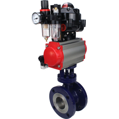 Water Butterfly Valve DNOVA WBV3EX-3432M-1W-F-ISO, body material - Carbon steel, disk material - Stainless steel AISI 316, seal - Metal, pneumatic actuator PA-SA with return springs, 4M310-08 220V, LSU APL-510N EX, ATU AFC2000