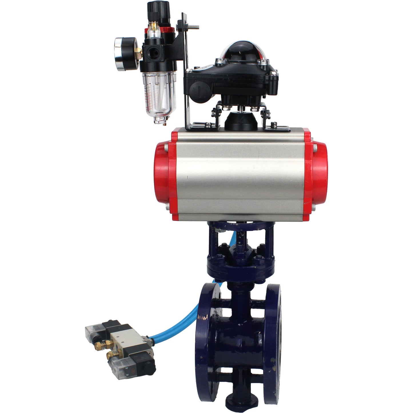 Water Butterfly Valve DNOVA WBV3EX-3432M-1W-F-ISO, body material - Carbon steel, disk material - Stainless steel AISI 316, seal - Metal, pneumatic actuator PA-DA double action, 4V320-08 220V, LSU APL-210N ATU AFC2000